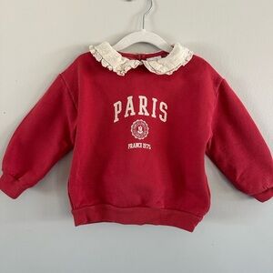 Zara Red Kids Sweatshirt with Lace Collar 4T